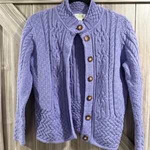 Talbots Lavender Cable Knit Cardigan